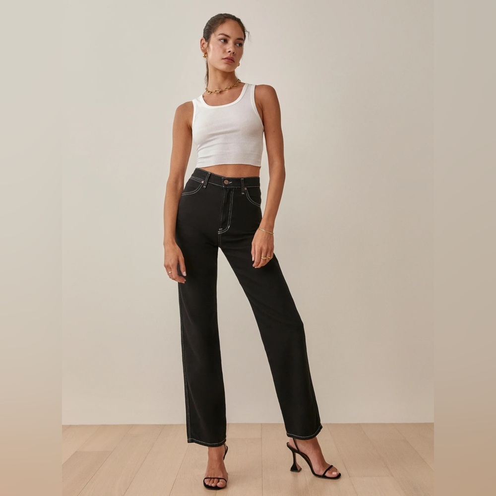 Reformation Cowboy High Rise Straight Jeans in Black